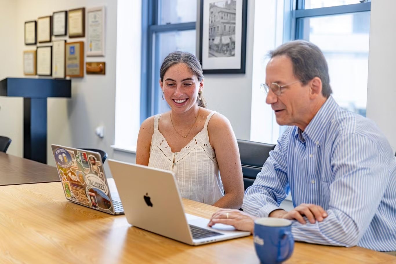 As part of her summer internship this summer, Annie Shactman, A28, works alongside John Rumpler, A88, clean water director and senior attorney at Environment America.
