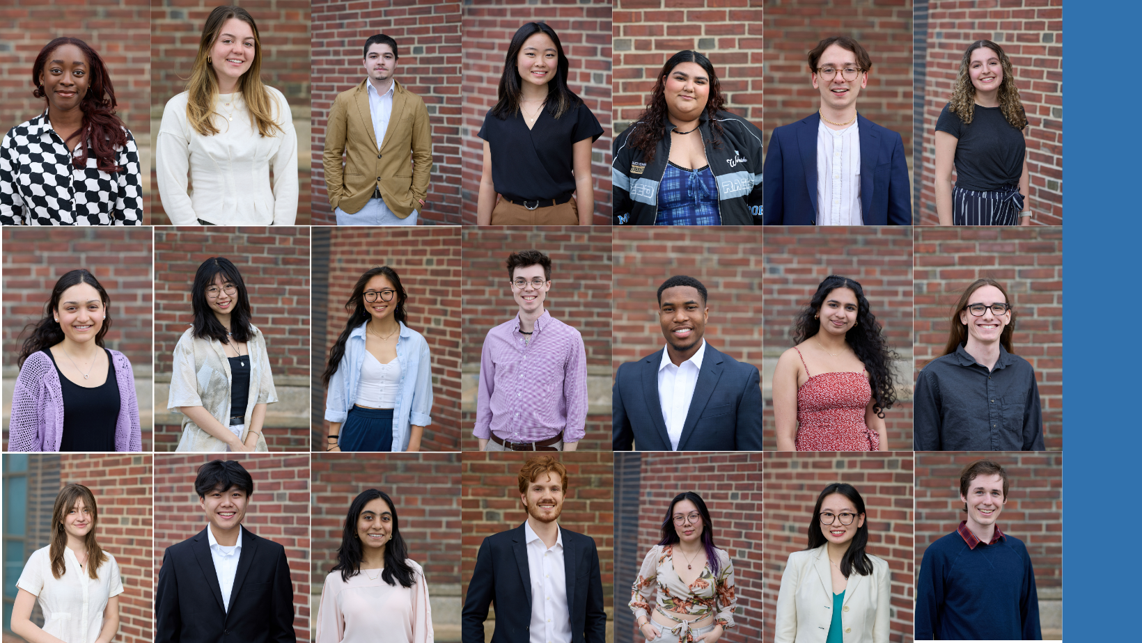 A grid with headshots of all 21 new Laidlaw Scholars for 2023.