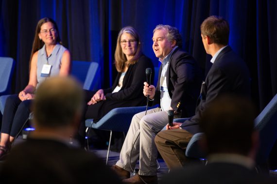 Panelists speak at Bluetech Innovation Day at Tufts University.