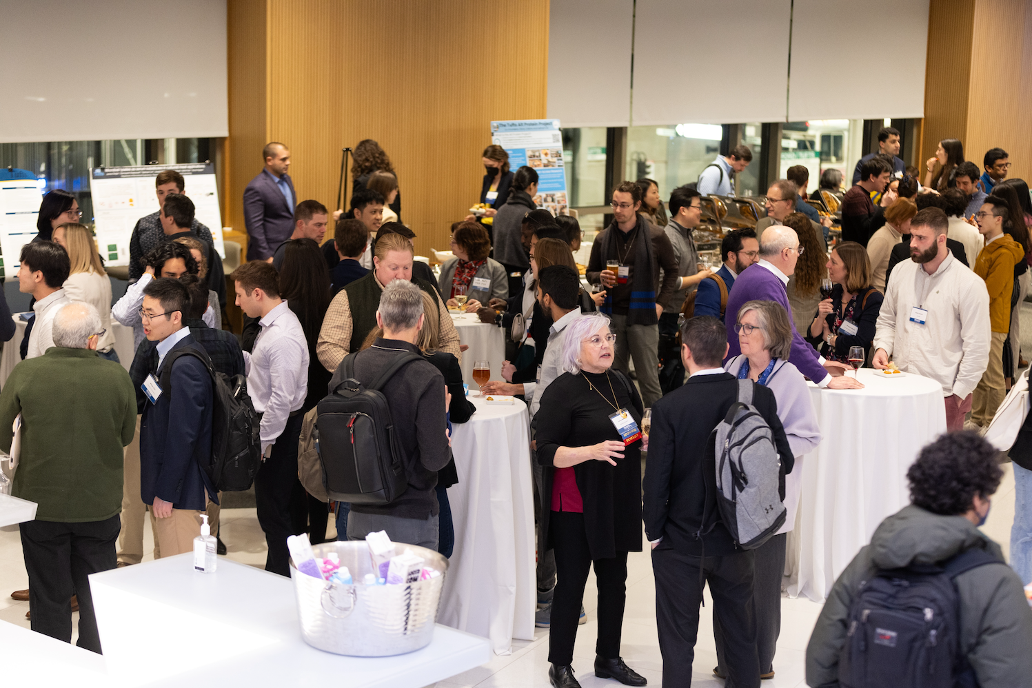 A crowd mingles during the networking event at the end of Cellular Agriculture Innovation Day in 2024.