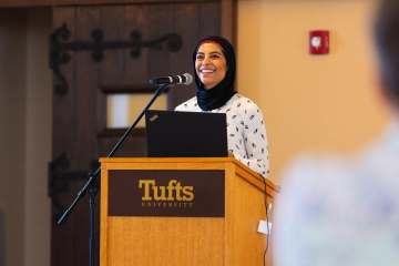 Nancy Khalil, assistant professor of American culture at the University of Michigan, speaks at a recent workshop on addressing anti-Palestinian, anti-Muslim, and anti-Arab bias. The event, part of an ongoing series, was hosted by the Office of Institutional Inclusive Excellence.