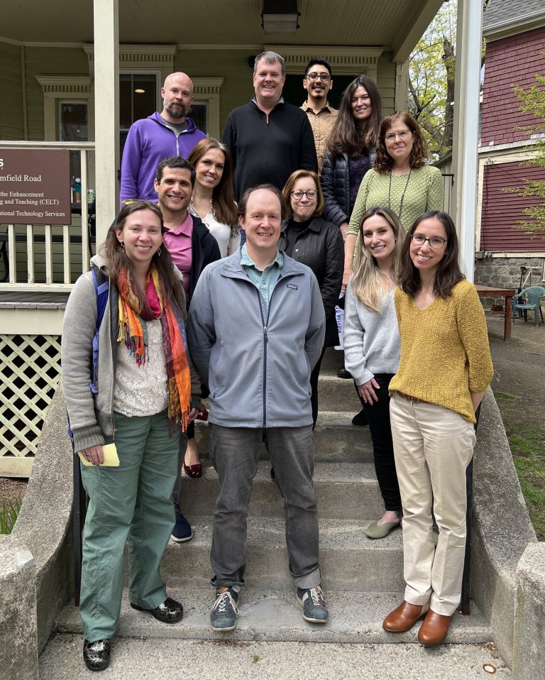 Image of the 2023 Equity and Inclusion Fellows cohort standing on the steps of the CELT office.